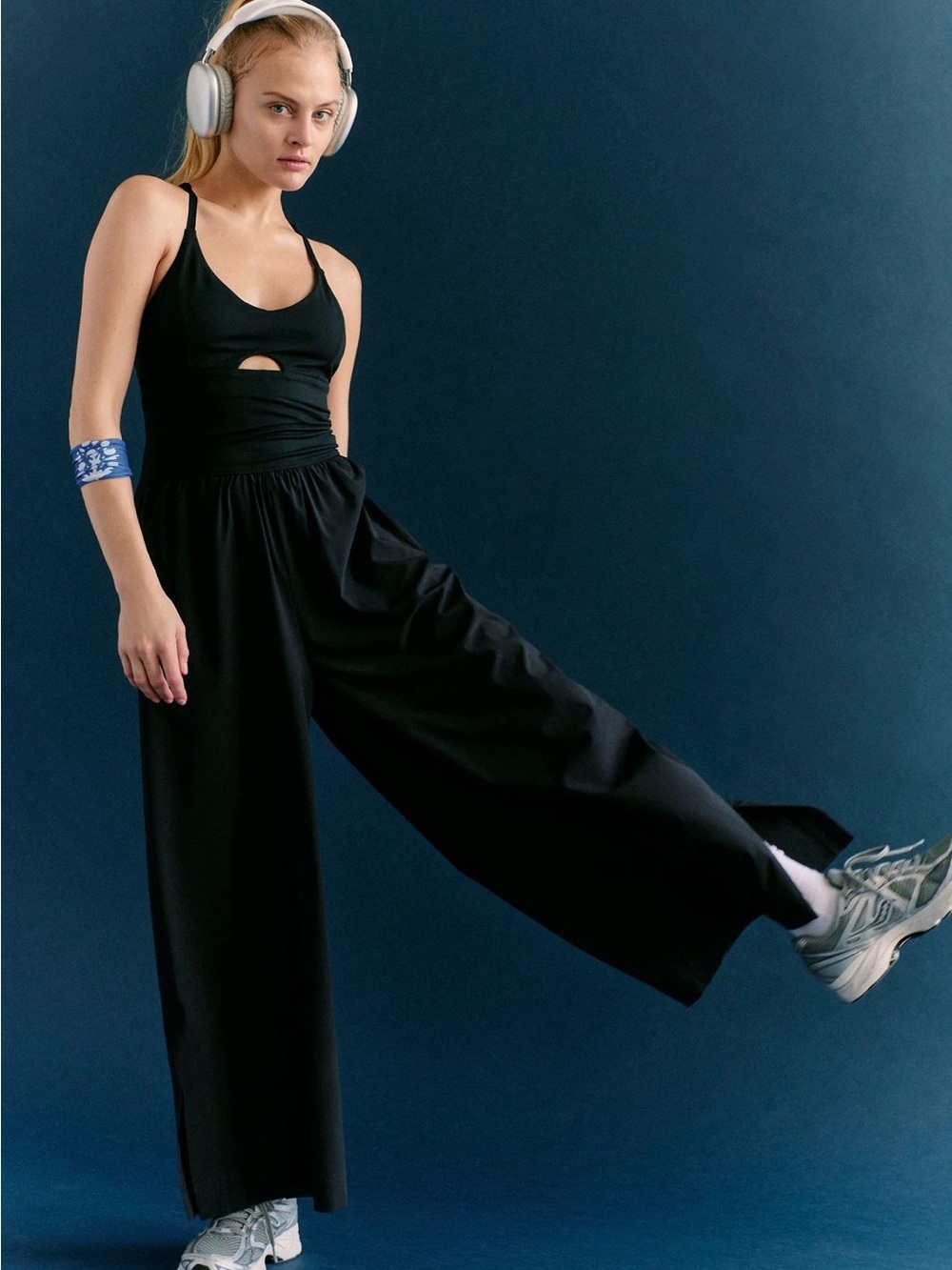 Free people movement renewal waves one-piece jumpsuit black nwt size L